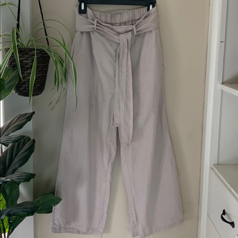 Linen wide leg capris